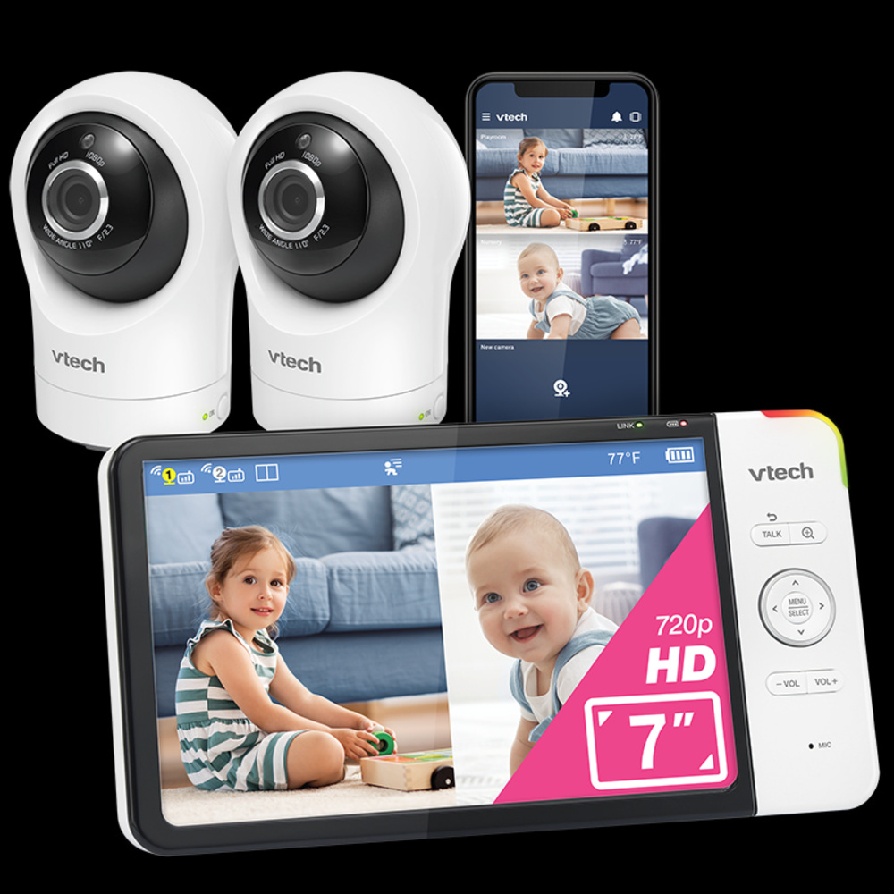 VTech RM7764-2HD 2-Camera 7" Smart Wi-Fi 1080p Pan & Tilt Baby Monitor System